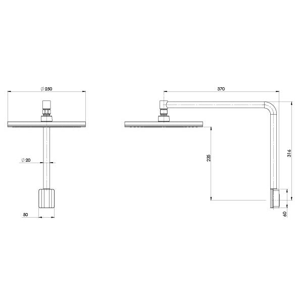 NX Vive Shower Arm and Rose Chrome