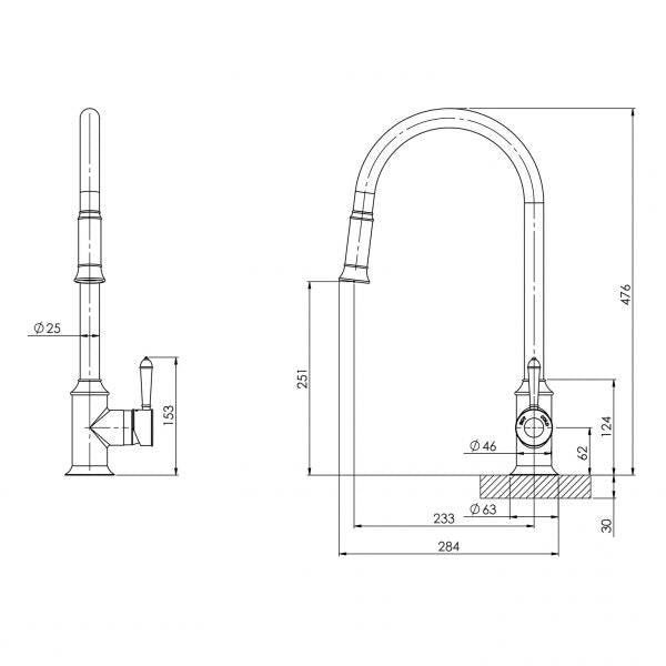 Nostalgia Pull Out Sink Mixer