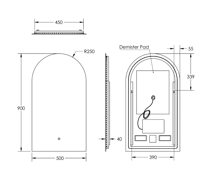 Remer CB50 Bell 500 Arch LED Mirror - $298