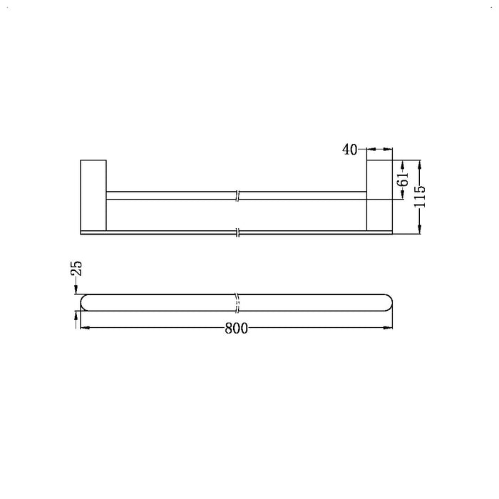 Bianca 800mm Double Towel Rail Matte Black - $130